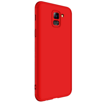 Microsonic Samsung Galaxy A8 Plus 2018 Kılıf Double Dip 360 Protective AYS Kırmızı