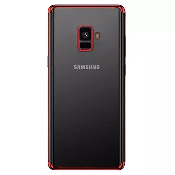 Microsonic Samsung Galaxy A8 Plus 2018 Kılıf Skyfall Transparent Clear Kırmızı
