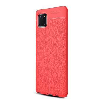 Microsonic Samsung Galaxy A81 Kılıf Deri Dokulu Silikon Kırmızı