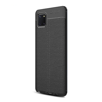 Microsonic Samsung Galaxy A81 Kılıf Deri Dokulu Silikon Siyah