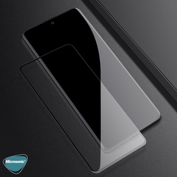 Microsonic Samsung Galaxy A81 Kavisli Temperli Cam Ekran Koruyucu Film Siyah