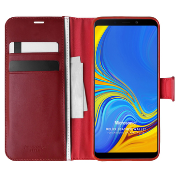 Microsonic Samsung Galaxy A9 2018 Kılıf Delux Leather Wallet Kırmızı