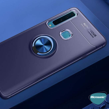 Microsonic Samsung Galaxy A9 2018 Kılıf Kickstand Ring Holder Lacivert