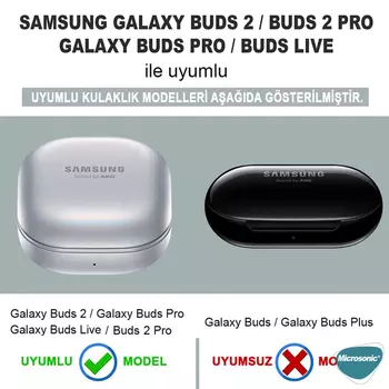 Microsonic Samsung Galaxy Buds 2 Kılıf Süslü Kalp Desenli Bej