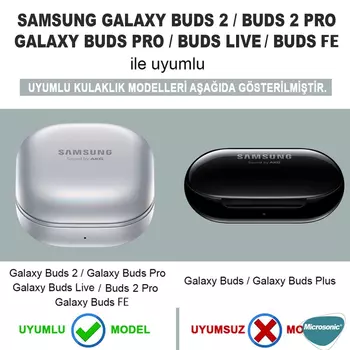 Microsonic Samsung Galaxy Buds FE Kılıf Süslü Renkli Kalp Desenli Turuncu