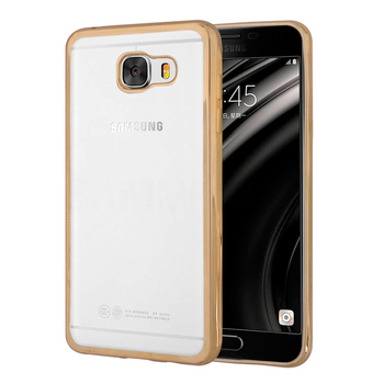 Microsonic Samsung Galaxy C7 Kılıf Skyfall Transparent Clear Gold Microsonic Samsung Galaxy C7 Kılıf Skyfall Transparent Clear Gold
