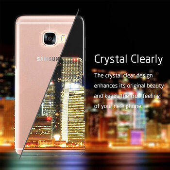 Microsonic Samsung Galaxy C7 Kılıf Transparent Soft Mavi