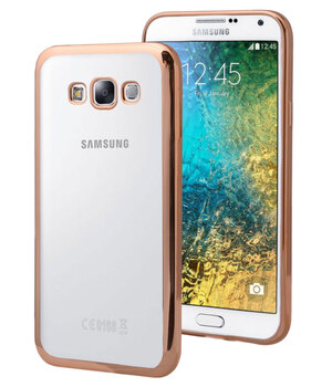 Microsonic Samsung Galaxy E5 Kılıf Skyfall Transparent Clear Gold