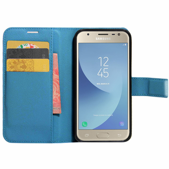 Microsonic Samsung Galaxy J3 Pro Cüzdanlı Deri Kılıf Turkuaz