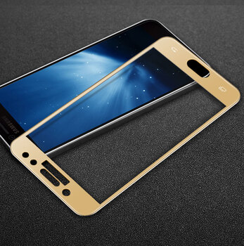 Microsonic Samsung Galaxy J3 Pro Kavisli Temperli Cam Ekran Koruyucu Film Gold