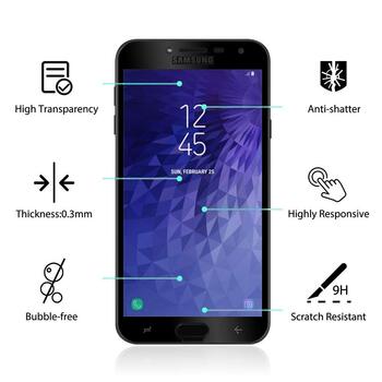 Microsonic Samsung Galaxy J4 Kavisli Temperli Cam Ekran Koruyucu Film Siyah