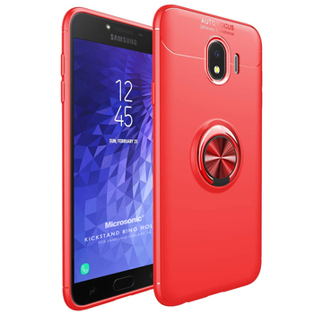 Microsonic Samsung Galaxy J4 Kılıf Kickstand Ring Holder Kırmızı Microsonic Samsung Galaxy J4 Kılıf Kickstand Ring Holder Kırmızı