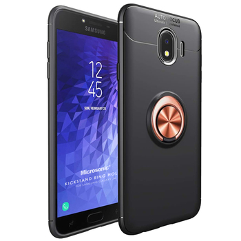 Microsonic Samsung Galaxy J4 Kılıf Kickstand Ring Holder Siyah Rose Microsonic Samsung Galaxy J4 Kılıf Kickstand Ring Holder Siyah Rose