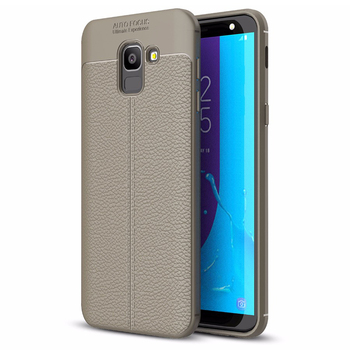 Microsonic Samsung Galaxy J6 Kılıf Deri Dokulu Silikon Gri Microsonic Samsung Galaxy J6 Kılıf Deri Dokulu Silikon Gri
