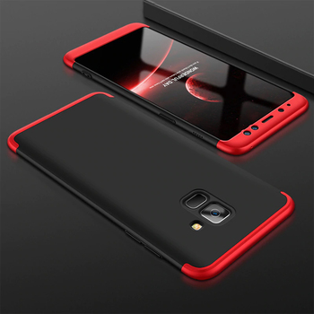 Microsonic Samsung Galaxy J6 Kılıf Double Dip 360 Protective AYS Siyah-Kırmızı