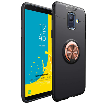 Microsonic Samsung Galaxy J6 Kılıf Kickstand Ring Holder Siyah Rose Microsonic Samsung Galaxy J6 Kılıf Kickstand Ring Holder Siyah Rose