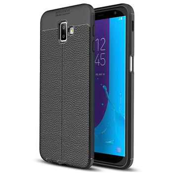 Microsonic Samsung Galaxy J6 Plus Kılıf Deri Dokulu Silikon Siyah