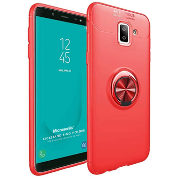 Microsonic Samsung Galaxy J6 Plus Kılıf Kickstand Ring Holder Kırmızı