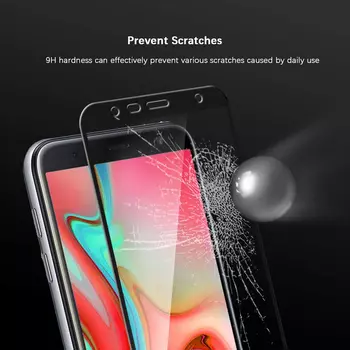 Microsonic Samsung Galaxy J6 Plus Tam Kaplayan Temperli Cam Ekran koruyucu Siyah