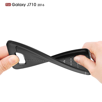 Microsonic Samsung Galaxy J7 2016 Kılıf Deri Dokulu Silikon Siyah