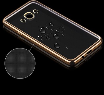 Microsonic Samsung Galaxy J7 2016 Kılıf Skyfall Transparent Clear Gold