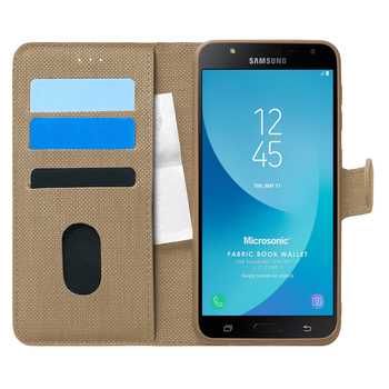 Microsonic Samsung Galaxy J7 Core Kılıf Fabric Book Wallet Gold