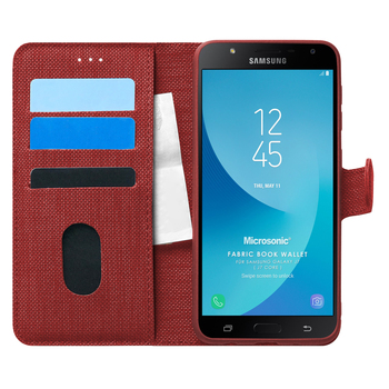 Microsonic Samsung Galaxy J7 Core Kılıf Fabric Book Wallet Kırmızı