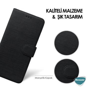 Microsonic Samsung Galaxy J7 Core Kılıf Fabric Book Wallet Siyah