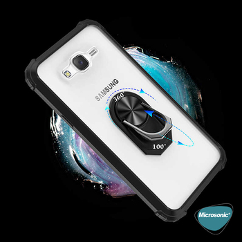 Microsonic Samsung Galaxy J7 Core Kılıf Grande Clear Ring Holder Siyah