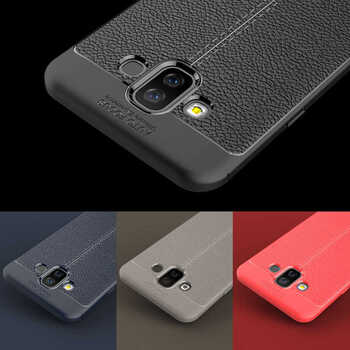 Microsonic Samsung Galaxy J7 Duo Kılıf Deri Dokulu Silikon Kırmızı