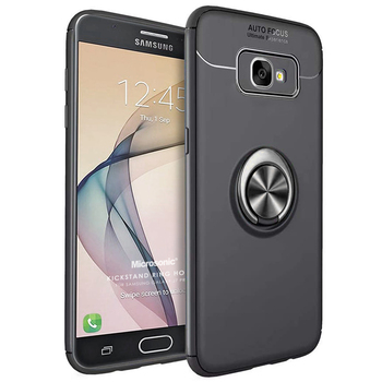 Microsonic Samsung Galaxy J7 Prime Kılıf Kickstand Ring Holder Siyah