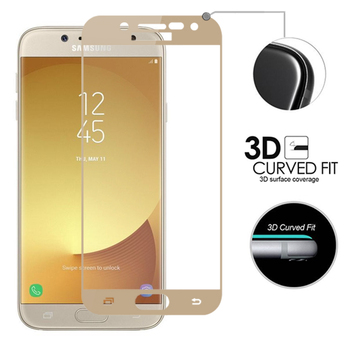 Microsonic Samsung Galaxy J7 Pro Kavisli Temperli Cam Ekran Koruyucu Film Gold