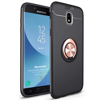 Microsonic Samsung Galaxy J7 Pro Kılıf Kickstand Ring Holder Siyah Rose Microsonic Samsung Galaxy J7 Pro Kılıf Kickstand Ring Holder Siyah Rose