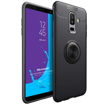 Microsonic Samsung Galaxy J8 Kılıf Kickstand Ring Holder Siyah Microsonic Samsung Galaxy J8 Kılıf Kickstand Ring Holder Siyah