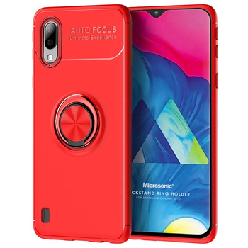 Microsonic Samsung Galaxy M10 Kılıf Kickstand Ring Holder Kırmızı Microsonic Samsung Galaxy M10 Kılıf Kickstand Ring Holder Kırmızı