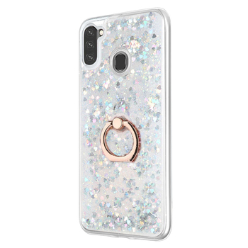 Microsonic Samsung Galaxy M11 Kılıf Glitter Liquid Holder Gümüş