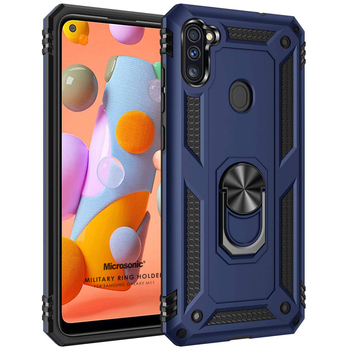 Microsonic Samsung Galaxy M11 Kılıf Military Ring Holder Lacivert Microsonic Samsung Galaxy M11 Kılıf Military Ring Holder Lacivert