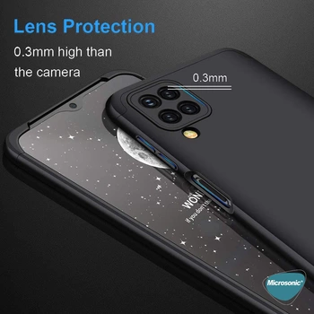 Microsonic Samsung Galaxy M12 Kılıf Double Dip 360 Protective Siyah Kırmızı