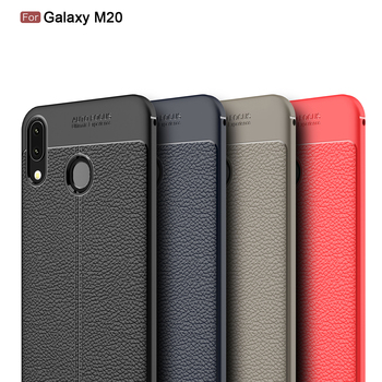 Microsonic Samsung Galaxy M20 Kılıf Deri Dokulu Silikon Kırmızı