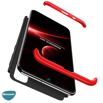 Microsonic Samsung Galaxy M21 Kılıf Double Dip 360 Protective AYS Siyah Kırmızı