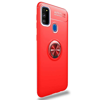 Microsonic Samsung Galaxy M21 Kılıf Kickstand Ring Holder Kırmızı