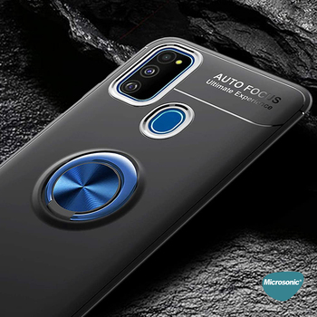 Microsonic Samsung Galaxy M21 Kılıf Kickstand Ring Holder Siyah