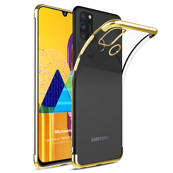 Microsonic Samsung Galaxy M21 Kılıf Skyfall Transparent Clear Gold