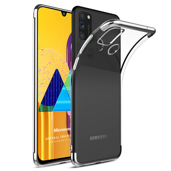 Microsonic Samsung Galaxy M21 Kılıf Skyfall Transparent Clear Gümüş