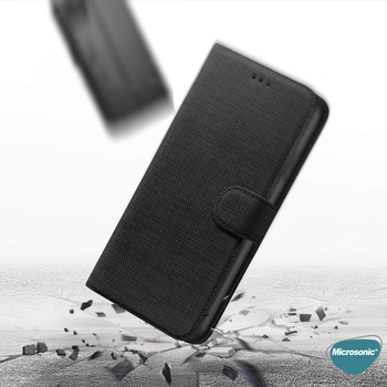 Microsonic Samsung Galaxy M22 Kılıf Fabric Book Wallet Siyah