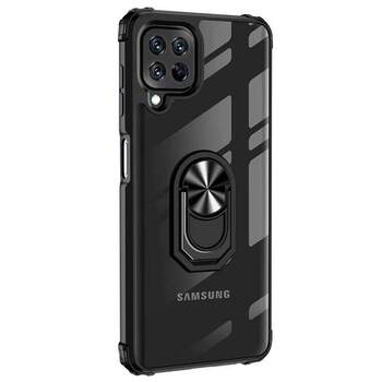 Microsonic Samsung Galaxy M22 Kılıf Grande Clear Ring Holder Siyah