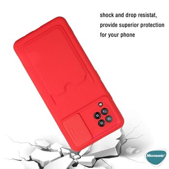 Microsonic Samsung Galaxy M22 Kılıf Inside Card Slot Kırmızı
