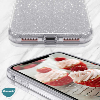 Microsonic Samsung Galaxy M22 Kılıf Sparkle Shiny Gümüş
