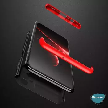 Microsonic Samsung Galaxy M23 Kılıf Double Dip 360 Protective AYS Siyah Kırmızı