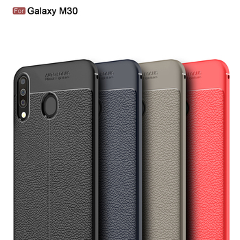 Microsonic Samsung Galaxy M30 Kılıf Deri Dokulu Silikon Kırmızı